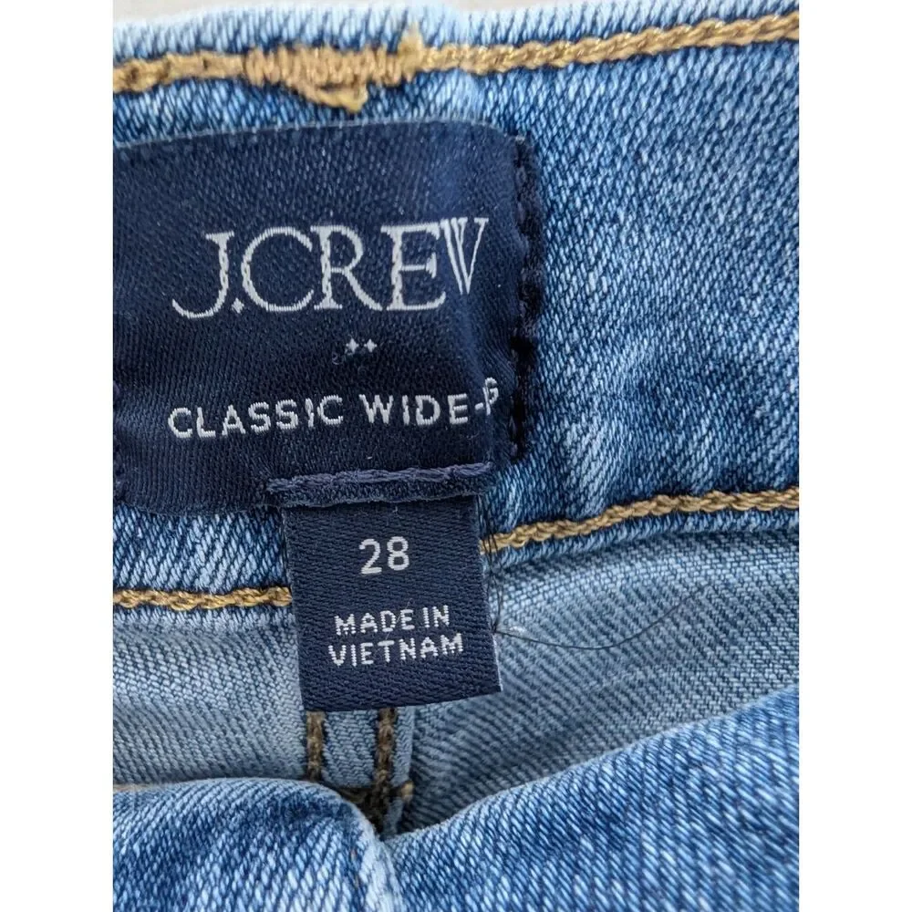 J. Crew Classic Wide-Leg Jeans High-Rise Stretch Denim Size 28 Quiet Luxury
